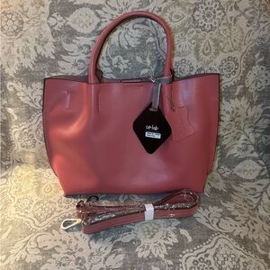 Co-lab Coral Pink Leather Satchel Bag